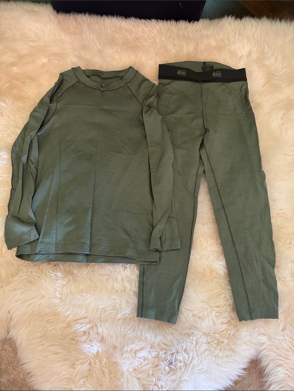 REI Kids Olive Green Matching Top and Leggings Set